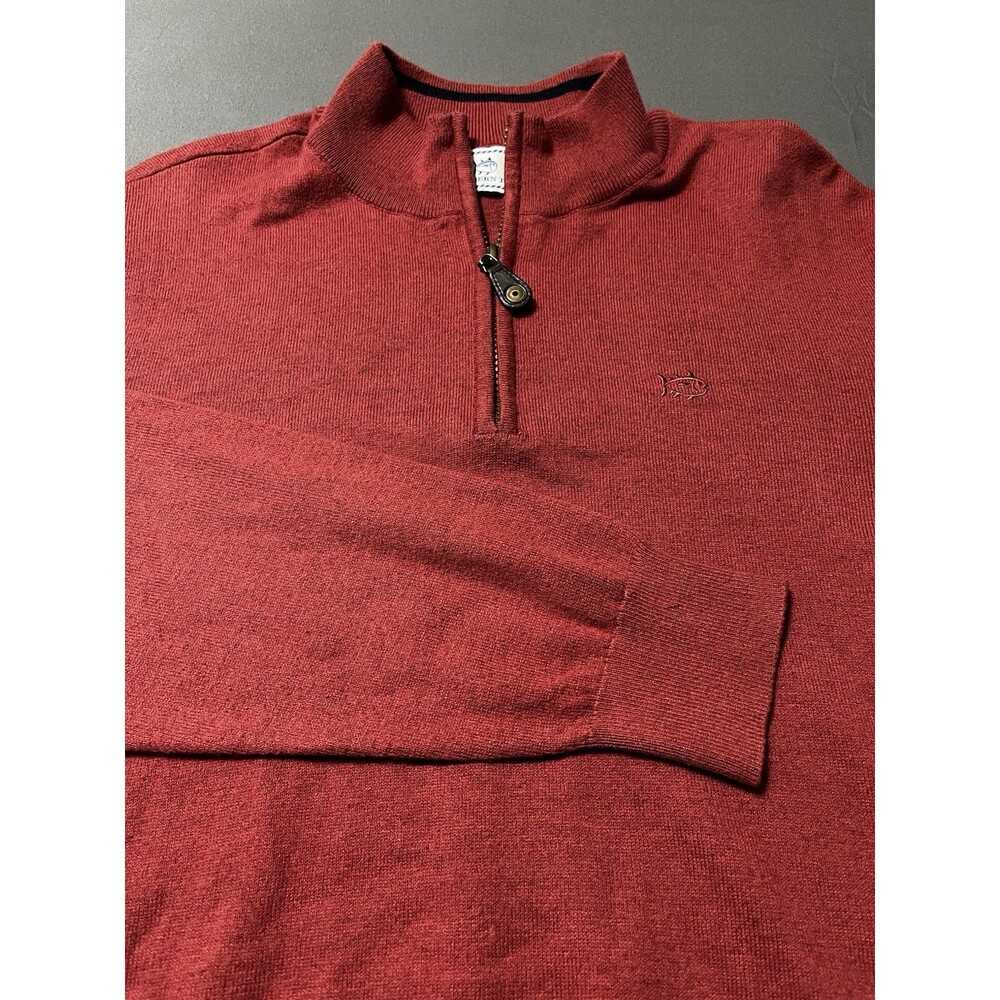 Southern Tide Red 1/4 Zip Mock Neck Pullover Long Sleeve Men's Size M